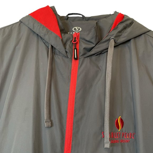 Vantage Windbreaker Unisex Adult XL "Scarlet Pearl" Monogram Hooded Gray/Red - Picture 8 of 15